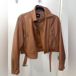 Like new Fashion Nova Cognac leather jacket